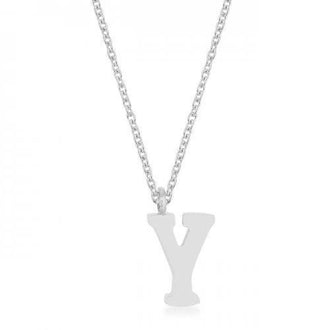 Elaina Rhodium Stainless Steel Y Initial Necklace (pack of 1 ea)