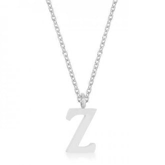 Elaina Rhodium Stainless Steel Z Initial Necklace (pack of 1 ea)