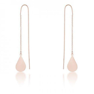 Chloe Rose Gold Stainless Steel Teardrop Threaded Drop Earrings (pack of 1 ea)