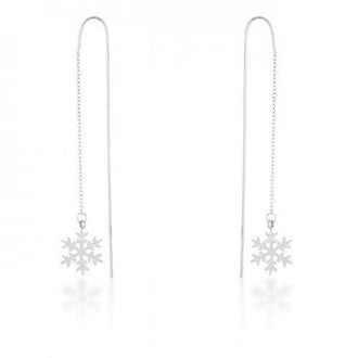 Noelle Rhodium Stainless Steel Snowflake Threaded Drop Earrings (pack of 1 ea)