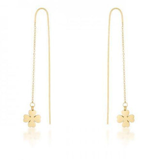 Patricia Gold Stainless Steel Clover Threaded Drop Earrings (pack of 1 ea)