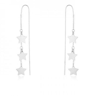 Reina Rhodium Stainless Steel Delicate Star Threaded Drop Earrings (pack of 1 ea)