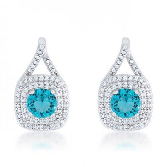 Christal 2.3ct Aqua Cz Rhodium Classic Drop Earrings (pack of 1 ea)