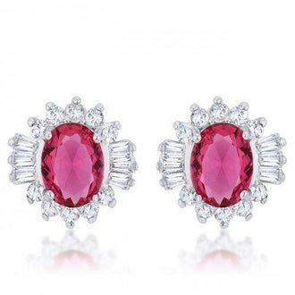 Chrisalee 3.3ct Ruby Cz Rhodium Classic Stud Earrings (pack of 1 ea)