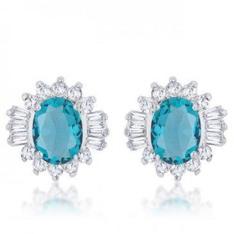 Chrisalee 3.3ct Aqua Cz Rhodium Classic Stud Earrings (pack of 1 ea)