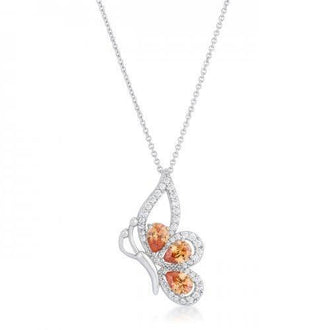 Karen 2.8ct Champagne Cz Rhoidum Butterfly Drop Necklace (pack of 1 ea)