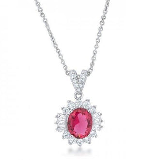 Chrisalee 3.2ct Ruby Cz Rhodium Classic Drop Necklace (pack of 1 ea)