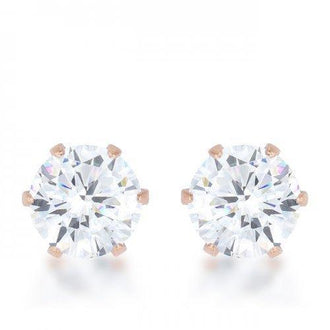 Reign 3.4ct Cz Rose Gold Stainless Steel Stud Earrings (pack of 1 ea)