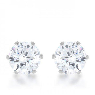 Reign 3.4ct Cz Rhodium Stainless Steel Stud Earrings (pack of 1 ea)