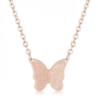 Breanne Rose Gold Stainless Steel Rose Gold Butterfly Necklace (pack of 1 ea)