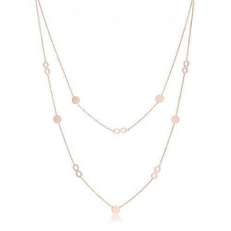 Krystal Rose Gold Stainless Steel Infinity Station Layer Necklace (pack of 1 ea)