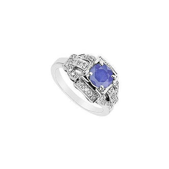 Sapphire and Diamond Ring : 14K White Gold - 1.25 CT TGW