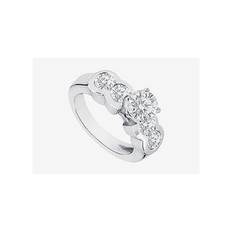 Channel Set Round Diamond Engagement Ring in 14K White Gold 2.20 Carat Diamonds