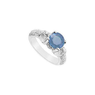 Sapphire and Diamond Ring : 14K White Gold - 2.50 CT TGW