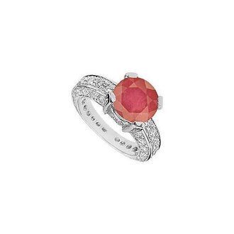 Ruby and Diamond Ring : 14K White Gold - 5..00 CT TGW