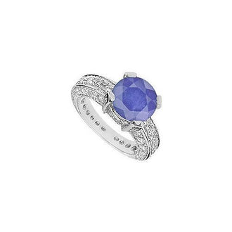 Sapphire and Diamond Ring : 14K White Gold - 5.00 CT TGW