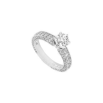 Diamond Engagement Ring : 14K White Gold - 1.50 CT Diamonds