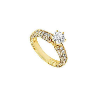 Diamond Engagement Ring : 14K Yellow Gold - 1.50 CT Diamonds