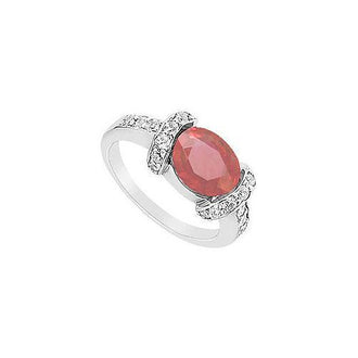 Ruby and Diamond Ring : 14K White Gold - 3.50 CT TGW