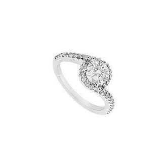 Diamond Engagement Ring : 14K White Gold - 0.75 CT Diamonds