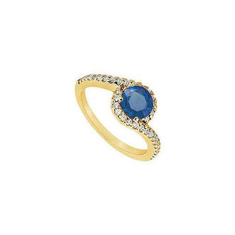 Sapphire and Diamond Engagement Ring : 14K Yellow Gold - 0.75 CT TGW