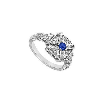 Blue Sapphire and Diamond Ring : 14K White Gold - 0.75 CT TGW