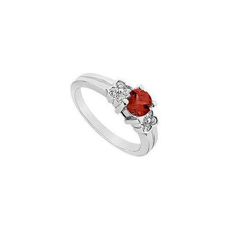 Ruby and Diamond Ring : 14K White Gold - 0.75 CT TGW