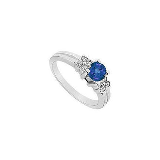 Sapphire and Diamond Ring : 14K White Gold - 0.75 CT TGW