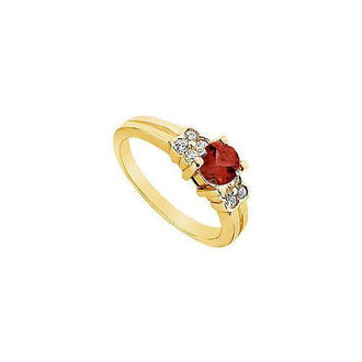 Ruby and Diamond Ring : 14K Yellow Gold - 0.75 CT TGW