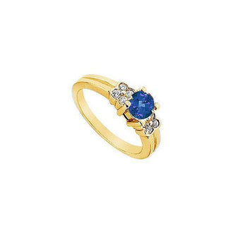 Sapphire and Diamond Ring : 14K Yellow Gold - 0.75 CT TGW