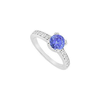 Tanzanite and Diamond Engagement Ring : 14K White Gold - 0.66 CT TGW