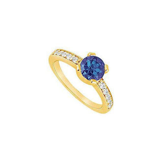 Sapphire and Diamond Engagement Ring : 14K Yellow Gold - 0.66 CT TGW