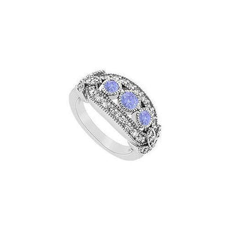 Tanzanite and Diamond Ring : 14K White Gold - 1.00 CT TGW