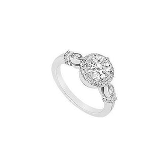 Diamond Engagement Ring : 14K White Gold - 0.75 CT Diamonds