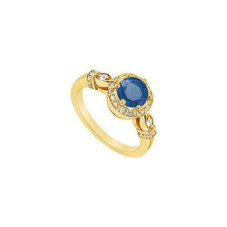 Sapphire and Diamond Engagement Ring : 14K Yellow Gold - 0.75 CT TGW