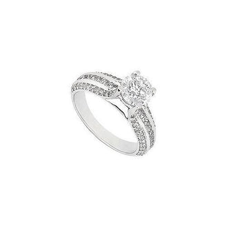 Diamond Engagement Ring : 14K White Gold - 1.25 CT Diamonds