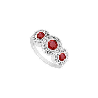 Ruby and Diamond Engagement Ring : 14K White Gold - 0.66 CT TGW