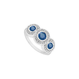 Sapphire and Diamond Engagement Ring : 14K White Gold - 0.66 CT TGW