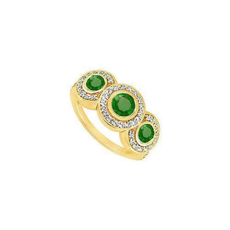 Emerald and Diamond Engagement Ring : 14K Yellow Gold - 0.66 CT TGW