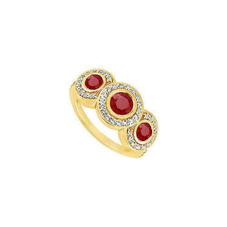 Ruby and Diamond Engagement Ring : 14K Yellow Gold - 0.66 CT TGW