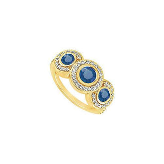 Sapphire and Diamond Engagement Ring : 14K Yellow Gold - 0.66 CT TGW