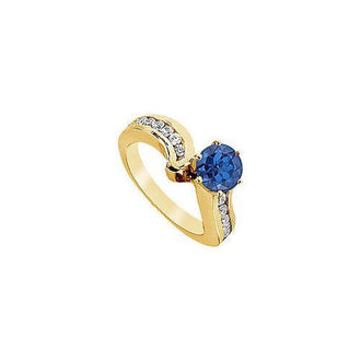 Sapphire and Diamond Engagement Ring : 14K Yellow Gold - 1.50 CT TGW