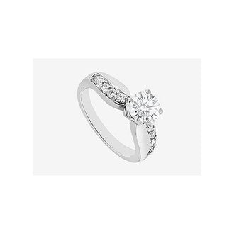 Diamond Engagement Ring with Cubic Zirconia in 14K White Gold 1.25 Carat TGW