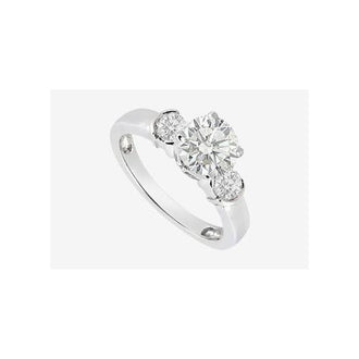 Brilliant Cut Round CZ Engagement Ring in 14K White Gold 1.20 Carat TGW