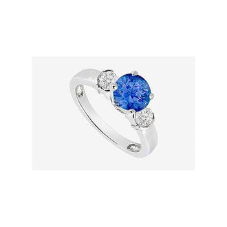 Natural Sapphire and Diamond Engagement Ring in 14K White Gold with 0.70 Carat TGW