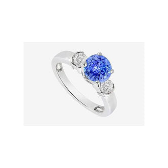 Engagement Ring in 14K White Gold with Diamond and Natural Tanzanite 0.70 Carat TGW