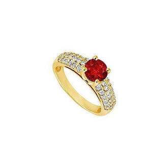 Ruby and Diamond Engagement Ring : 14K Yellow Gold - 1.50 TGW