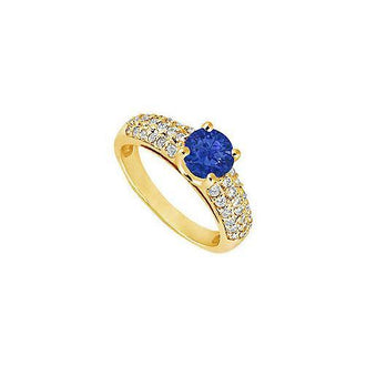 Sapphire and Diamond Engagement Ring : 14K Yellow Gold - 1.50 TGW