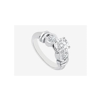 Engagement Ring in 14K White Gold Round Cubic Zirconia 1.40 Carat TGW