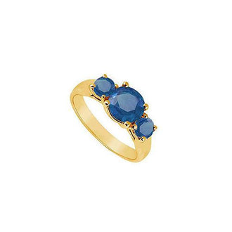 Three Stone Sapphire Ring : 14K Yellow Gold - 1.00 CT TGW
